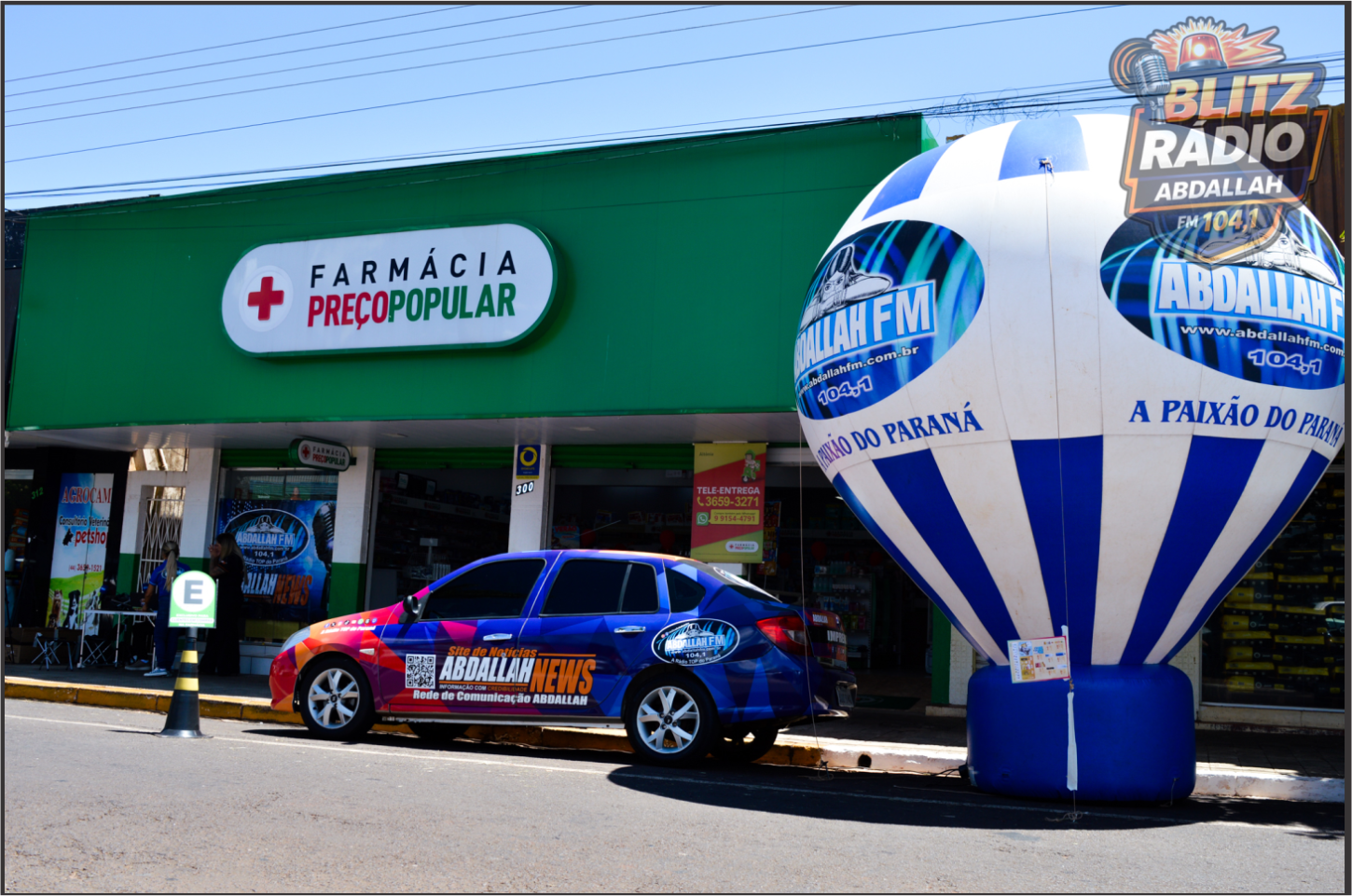 Blitz da Rádio Abdallah FM movimenta Altônia com estúdio móvel e transmissão ao vivo na Farmácia Preço Popular